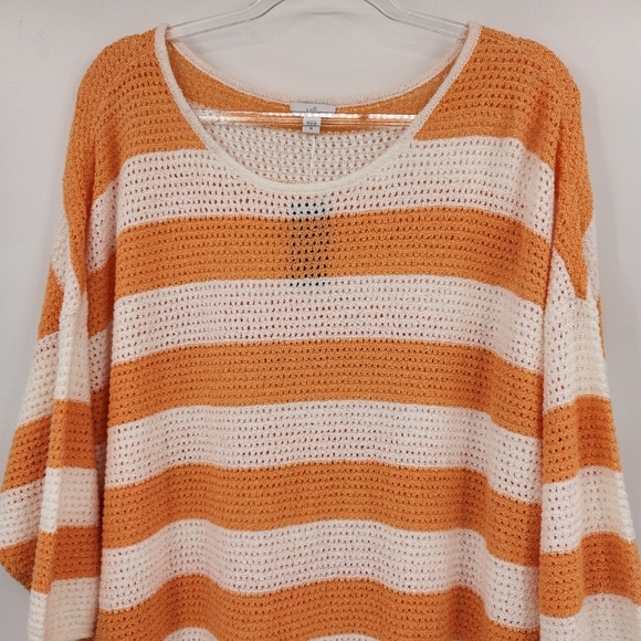 J. Jill Striped Open Knit Sweater Womens Plus Size 2X Apricot Cream NWT - Picture 2 of 7
